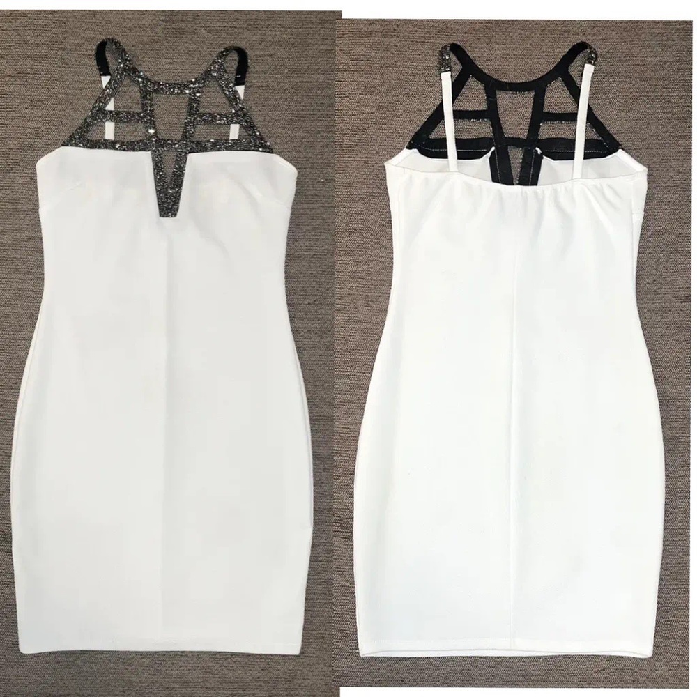 Charlotte Russe White and gray sparkly geometric moon rock mini cocktail dress! - Picture 14 of 15